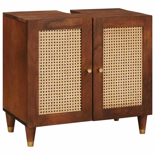 vidaXL Ντουλάπι νιπτήρα με ράφι με αποθήκευση Καστανό 62 x 33 x 58 εκ.