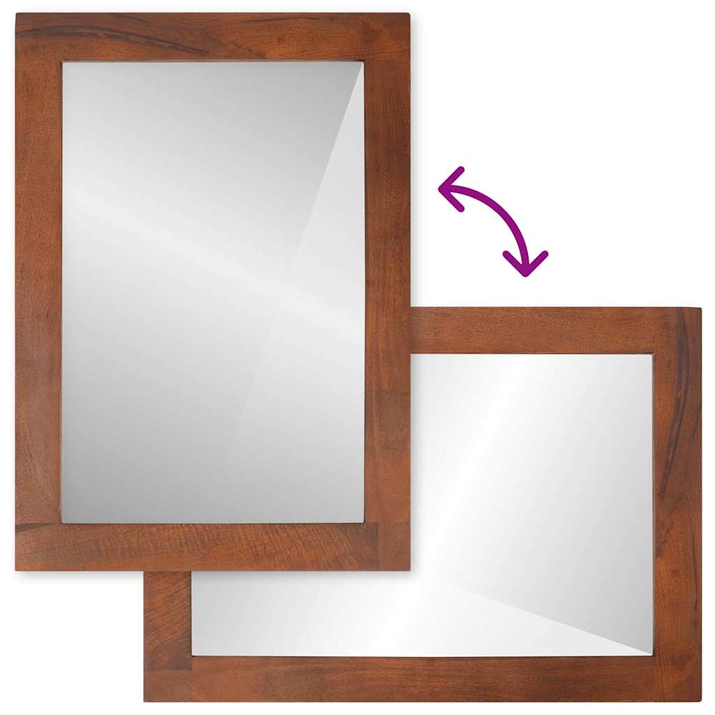 vidaXL Καθρέφτης καφέ και ασημί 50 x 70 cm Στερεό ξύλο μάνγκο, γυαλί