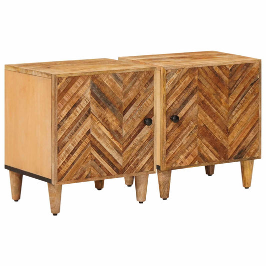 vidaXL Κομοδίνο 2 τμχ. Καφέ 40 x 33 x 46 cm Στερεό ξύλο μάνγκο