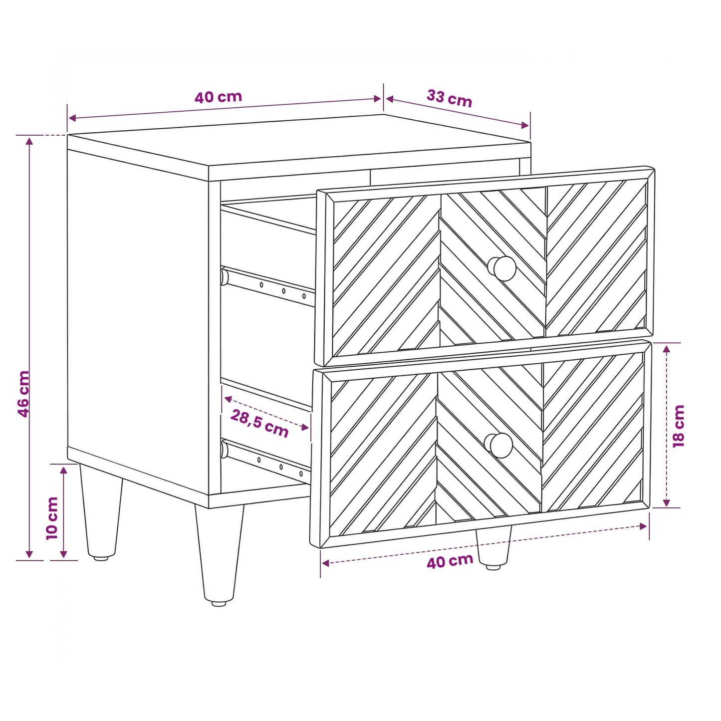 vidaXL Κομοδίνο Καφέ 40 x 33 x 46 cm Στερεό ξύλο μάνγκο