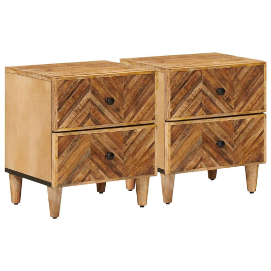 vidaXL Κομοδίνο 2 τμχ. Καφέ 40 x 33 x 46 cm Στερεό ξύλο μάνγκο
