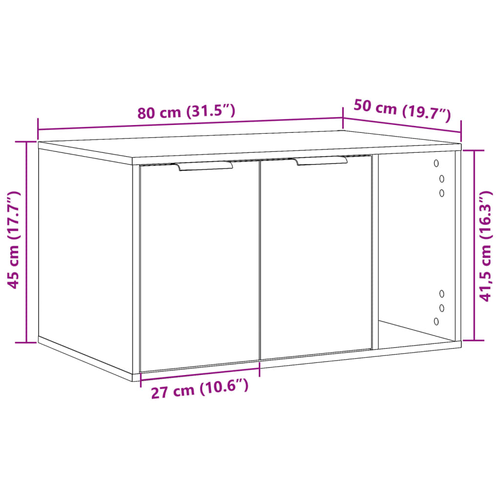 vidaXL Τουαλέτα Γάτας Περίφραξη Γκρι Σκυρ. 80x50x45εκ Επεξεργασμ. Ξύλο