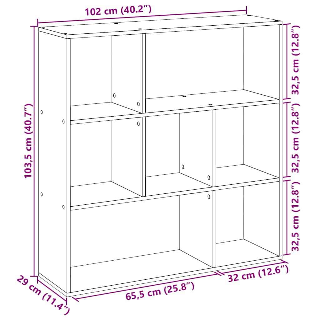 vidaXL Βιβλιοθήκη/Διαχωριστικό Χώρου Δρυς 102x29x103,5 εκ. Επεξ. Ξύλο