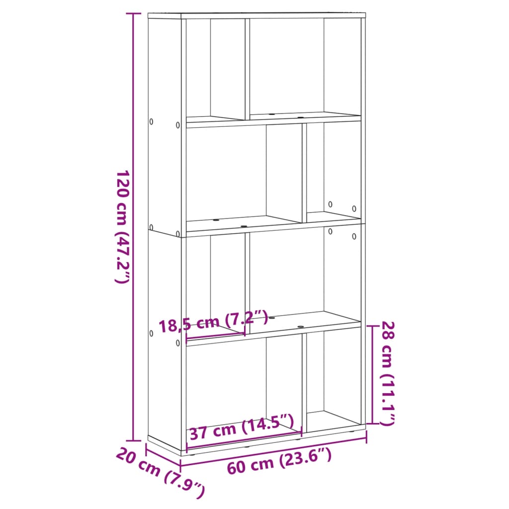 vidaXL Βιβλιοθήκη Καφέ Δρυς 60x20x120 εκ. από Επεξεργασμένο Ξύλο