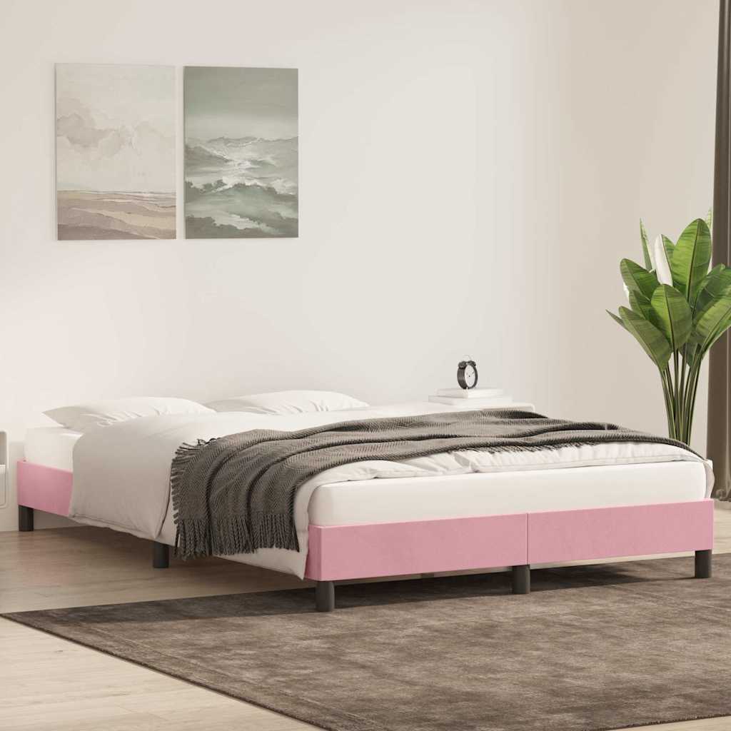 vidaXL Πλαίσιο κρεβατιού χωρίς στρώμα Ροζ 140x220 cm Βελούδινο