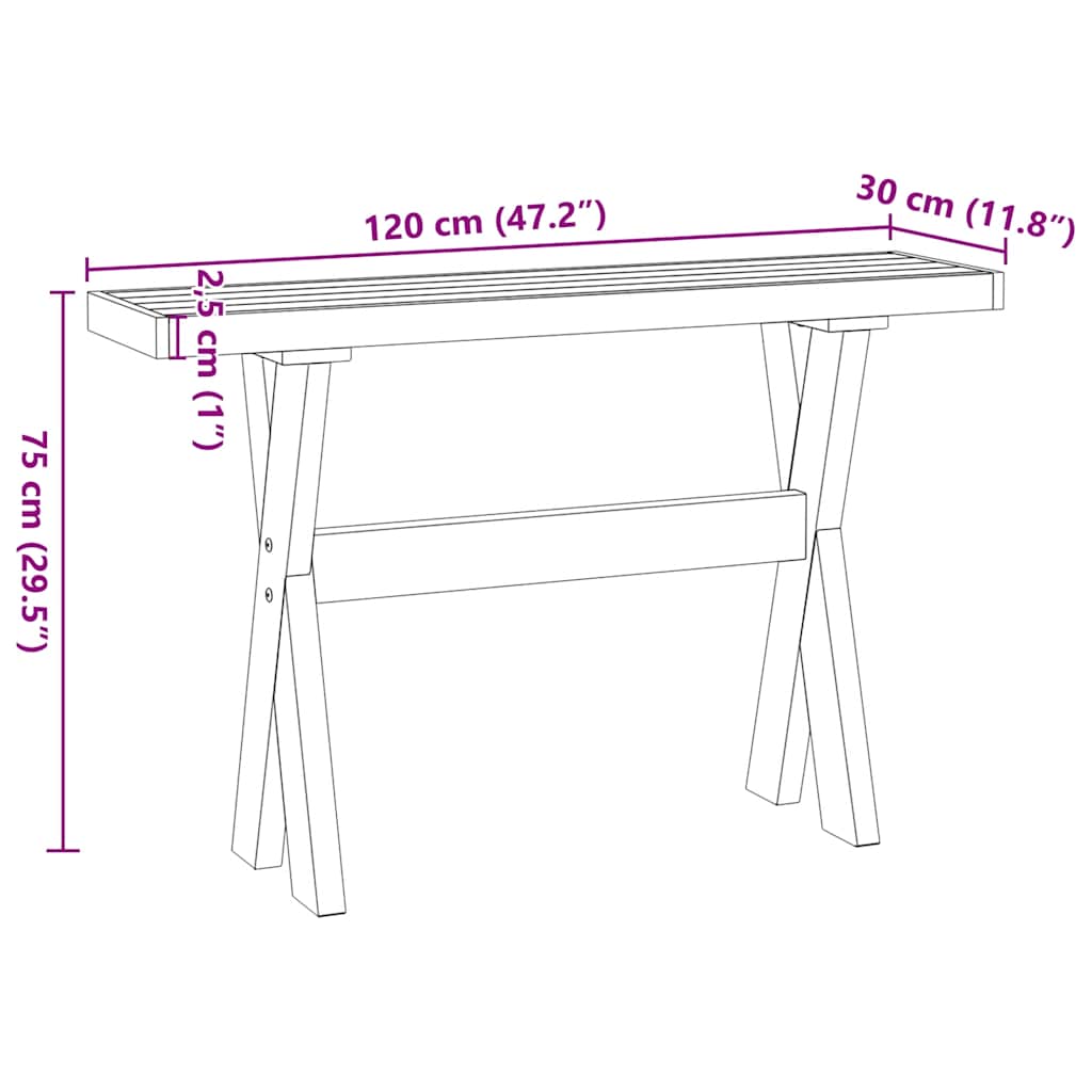 vidaXL Τραπέζι κονσόλας NOAIN με πόδια σχήματος X 120x30x75 cm