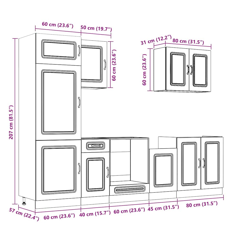 vidaXL Σετ Ντουλάπια Κουζίνας 7 Τεμαχίων Kalmar Επεξεργασμένο Ξύλο