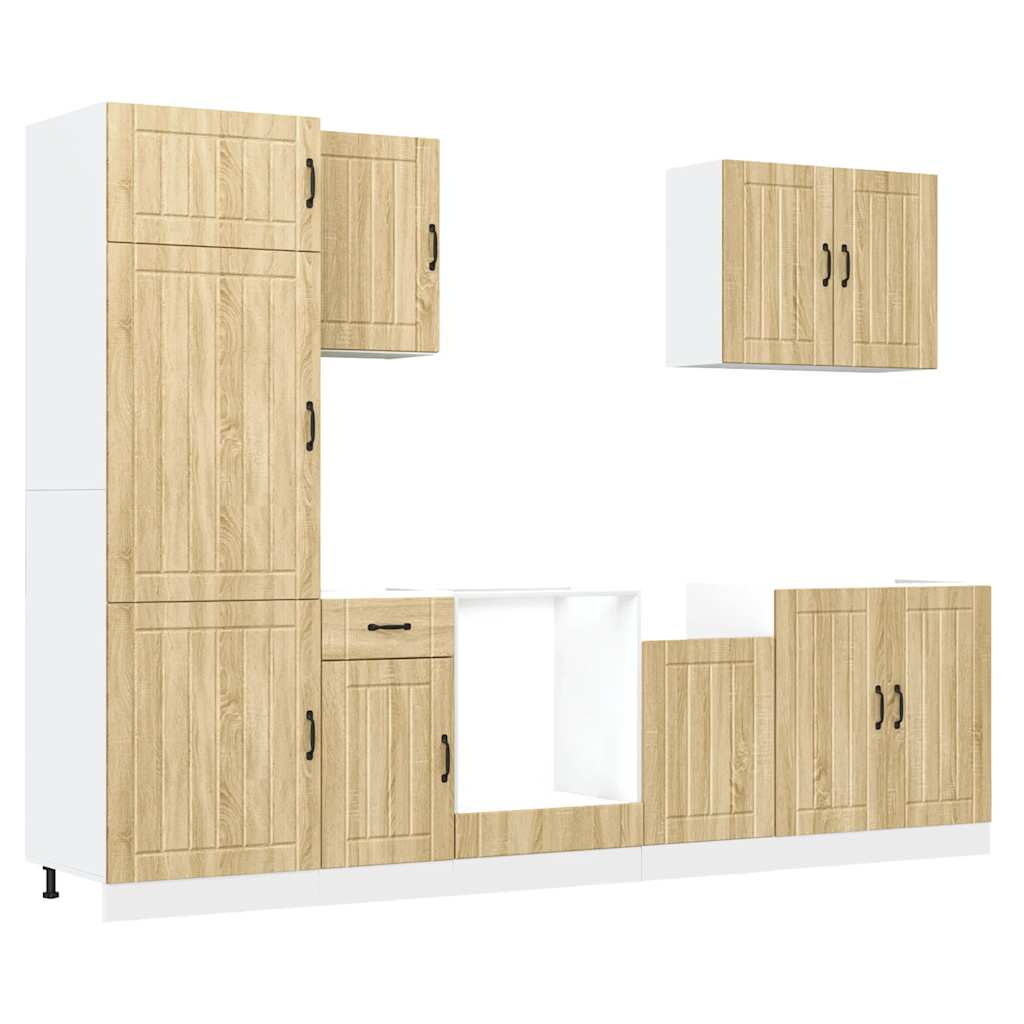 vidaXL Σετ Ντουλάπια Κουζίνας 7 Τεμαχίων Lucca Επεξεργασμένο Ξύλο