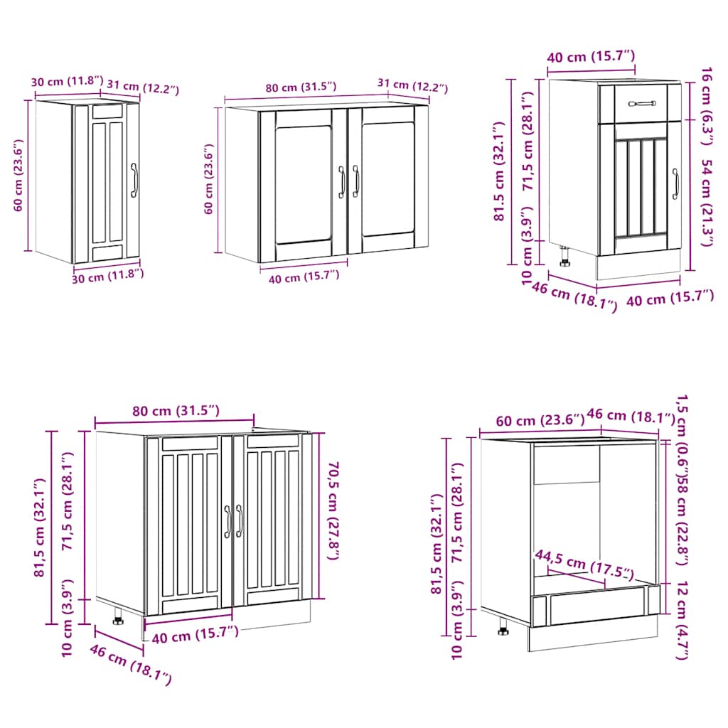 vidaXL Σετ Ντουλαπιών Κουζίνας 8 Τεμαχίων "Lucca" Λευκό από Μηχανικά Ξύλινα Έπιπλα