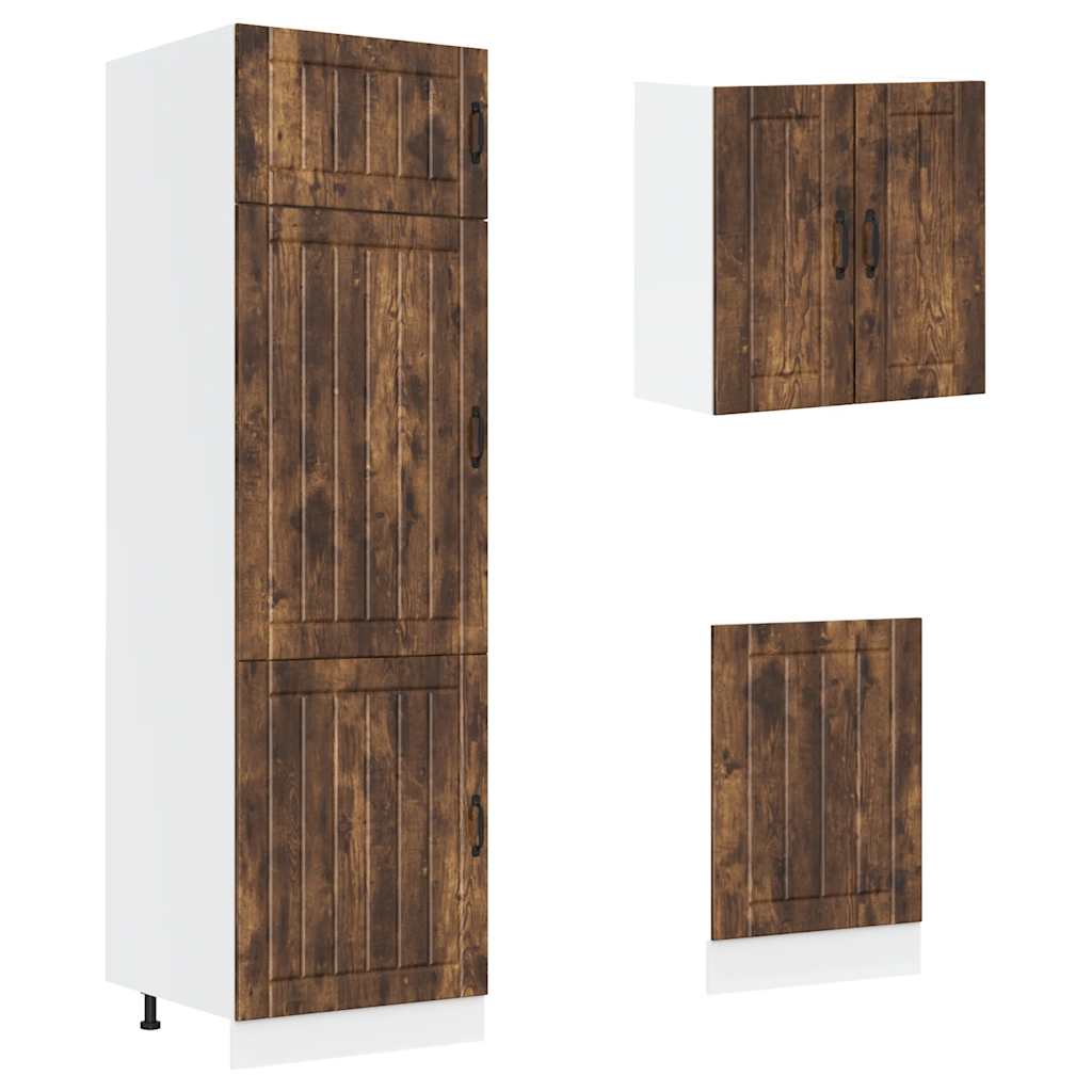 vidaXL Σετ Ντουλαπιών Κουζίνας 8 Τεμαχίων "Lucca" από Καπνιστή Δρυ και Μηχανικά Απορροφημένο Ξύλο