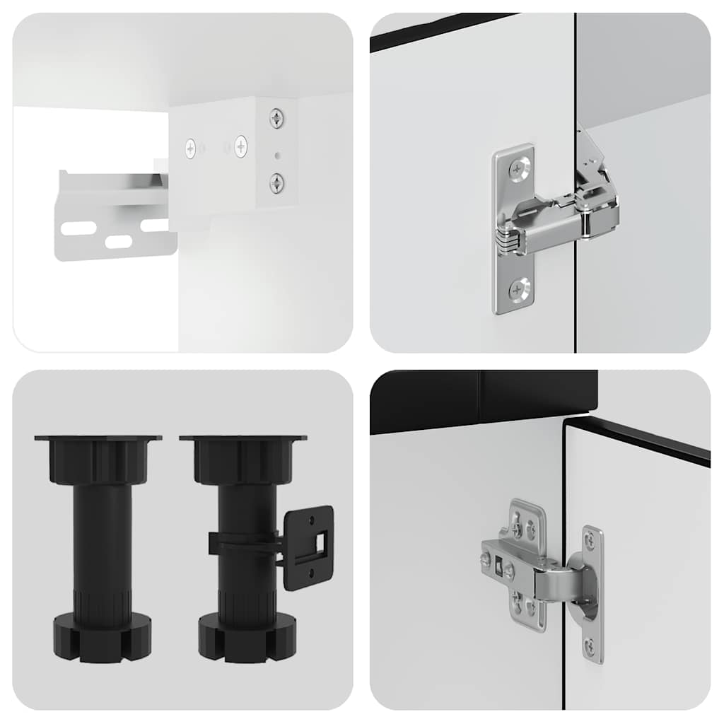 vidaXL Σετ Ντουλαπιών Κουζίνας 8 Τεμαχίων "Porto" Μαύρο από Μηχανικά Ξύλινα Έπιπλα