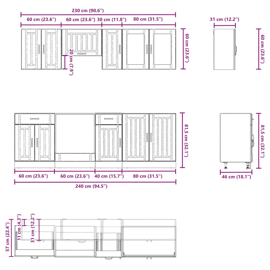vidaXL Σετ Ντουλαπιών Κουζίνας 8 Τεμαχίων "Lucca" από Γυαλιστερό Λευκό Τεχνητό Ξύλο