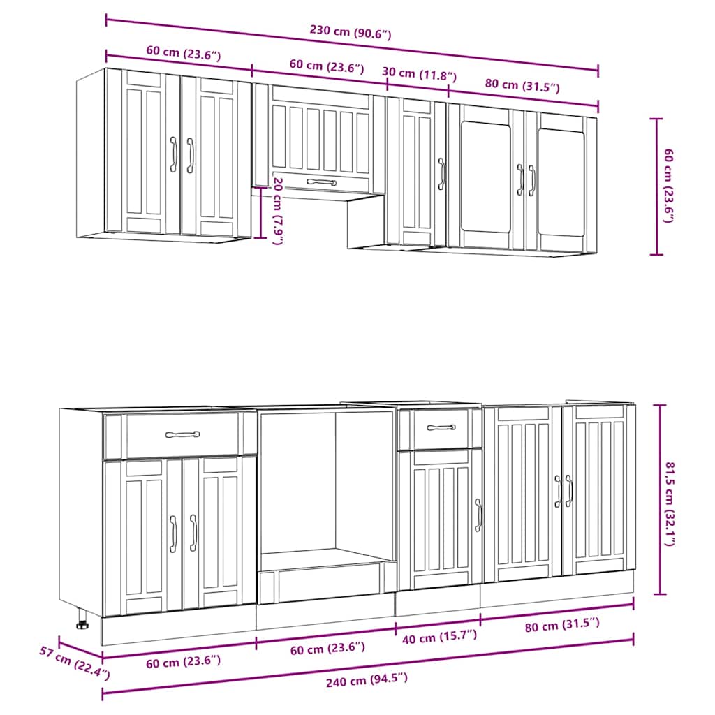 vidaXL Σετ Ντουλαπιών Κουζίνας 8 Τεμαχίων "Lucca" από Γυαλιστερό Λευκό Τεχνητό Ξύλο