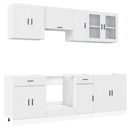 vidaXL σετ ντουλαπιών κουζίνας 8 τεμαχίων "Kalmar" Λευκό μηχανικό ξύλο