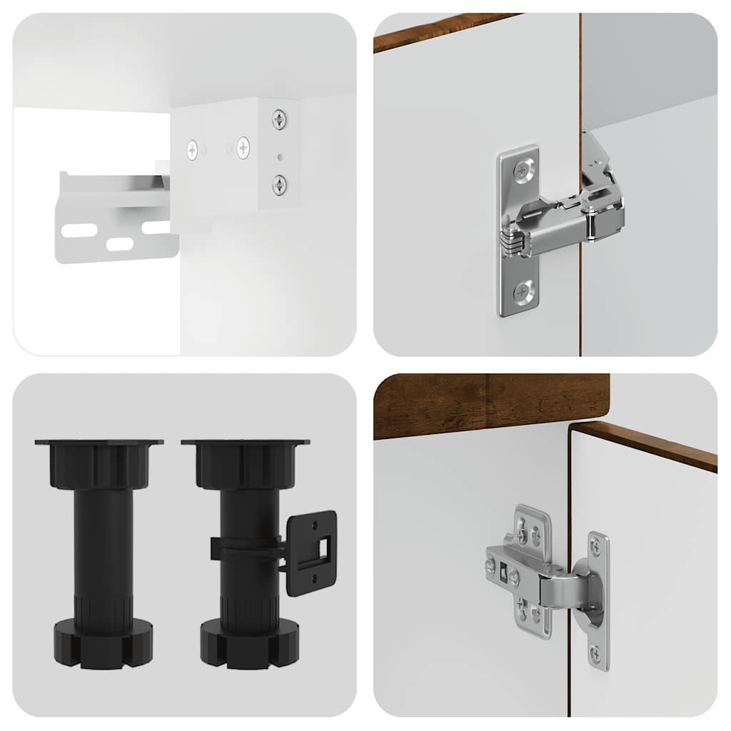 vidaXL Σετ Ντουλαπιών Κουζίνας 4 Τεμαχίων "Porto" από Καπνιστή Δρυ και Μηχανικά Επενδυμένο Ξύλο