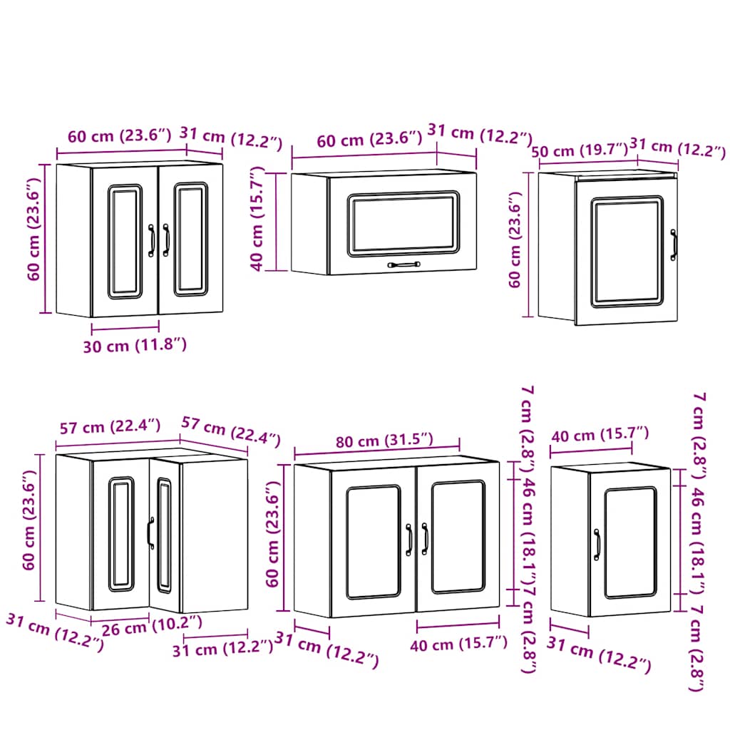 vidaXL Σετ Ντουλάπια Κουζίνας 11 Τεμαχίων Kalmar Επεξεργασμένο Ξύλο