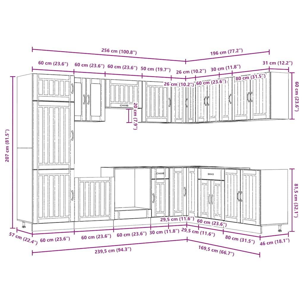 vidaXL Σετ ντουλαπιών κουζίνας 14 τεμαχίων Lucca Λευκό μηχανικό ξύλο