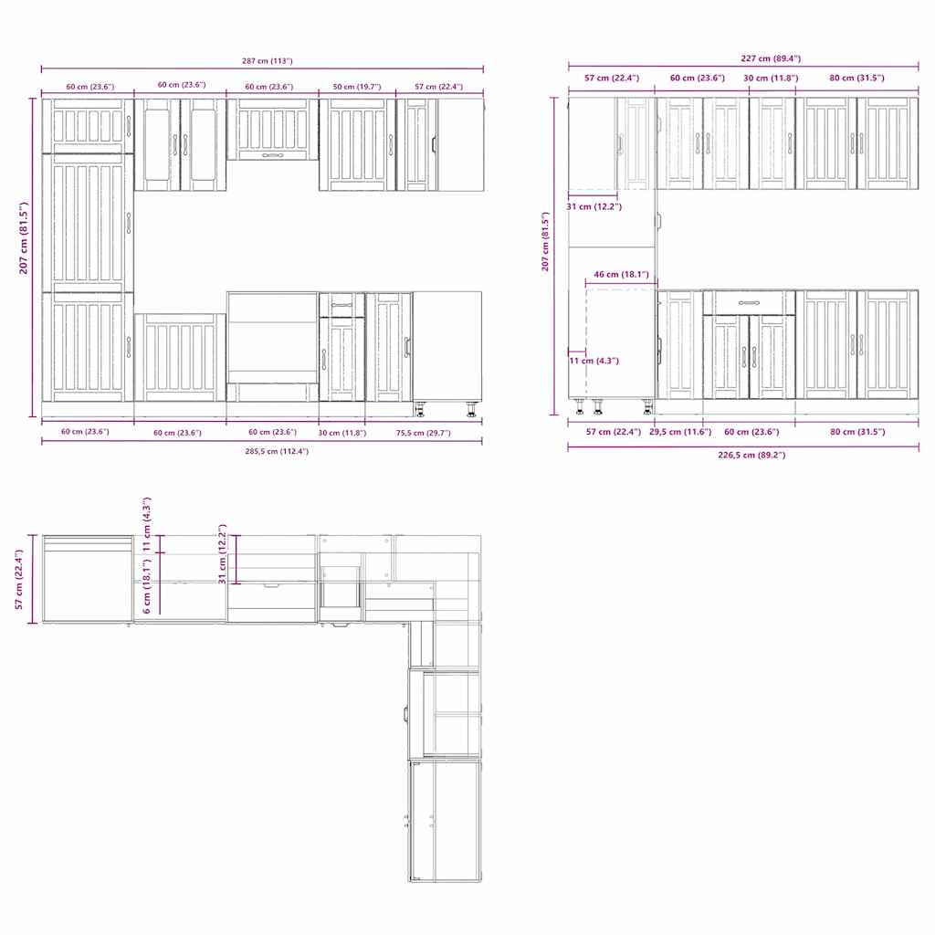 vidaXL Σετ ντουλαπιών κουζίνας 14 τεμαχίων Lucca Λευκό μηχανικό ξύλο