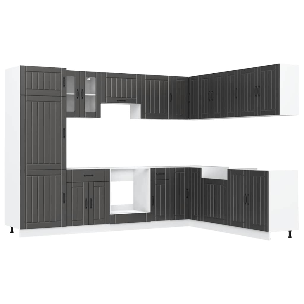vidaXL 14 Piece Kitchen Cabinet Set "Lucca" Μαύρο κατασκευασμένο ξύλο