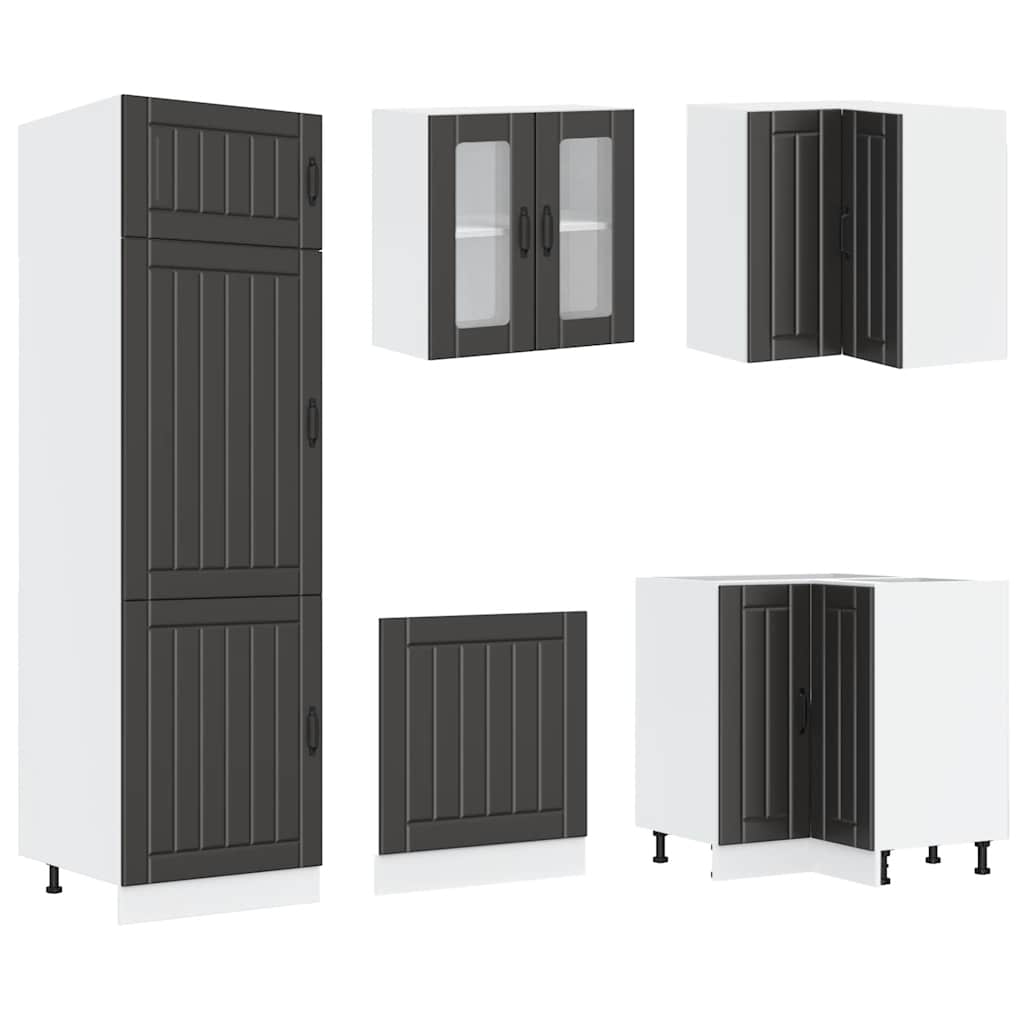 vidaXL 14 Piece Kitchen Cabinet Set "Lucca" Μαύρο κατασκευασμένο ξύλο