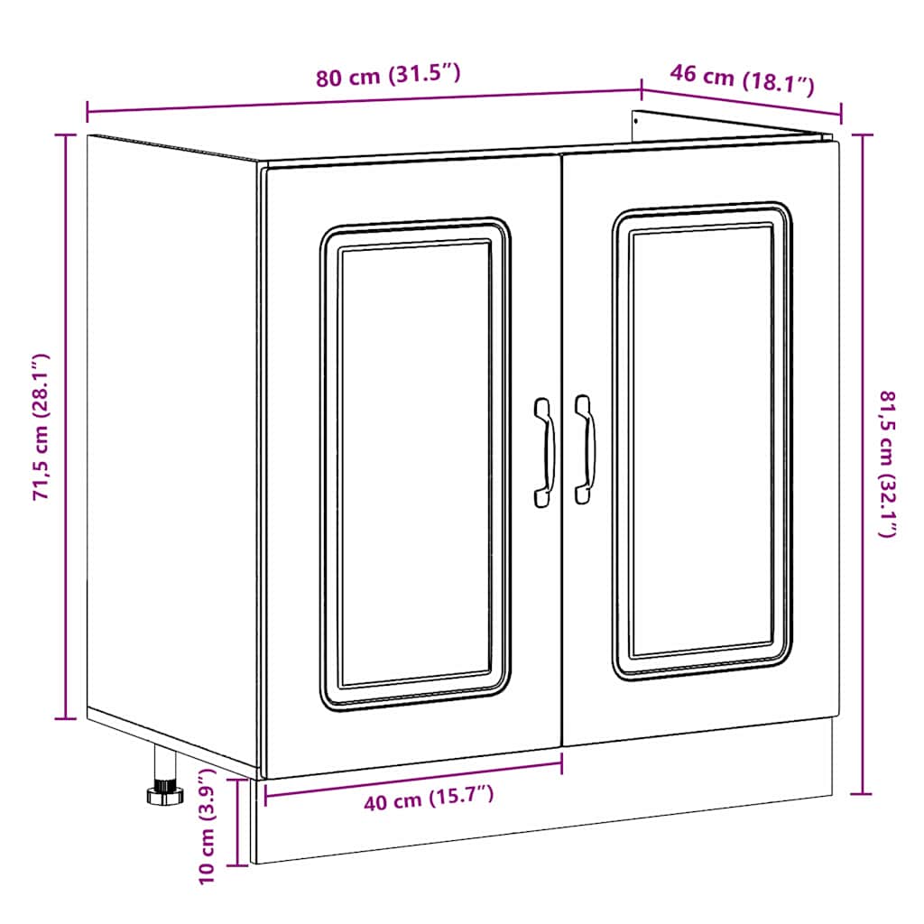 vidaXL Ντουλάπα Κουζίνας Kalmar Σκυρόδεμα Γκρι 80 x 46 x 81,5 εκ