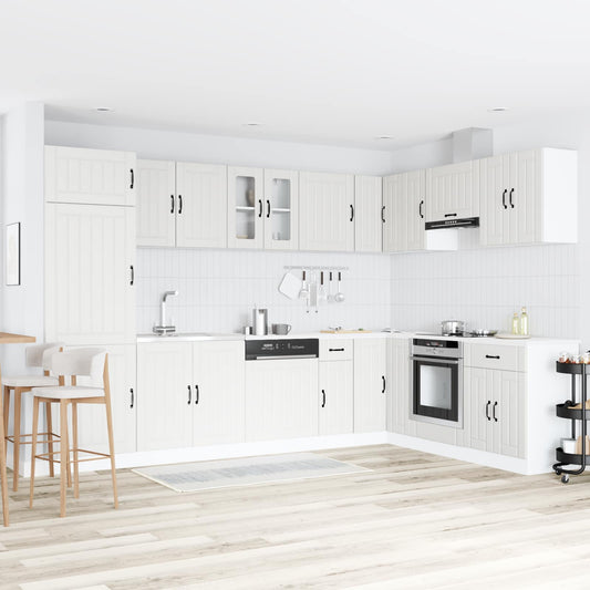 vidaXL Βάση νιπτήρα με αποθήκευση Lucca 2 pcs Λευκό Επεξεργασμένο ξύλο