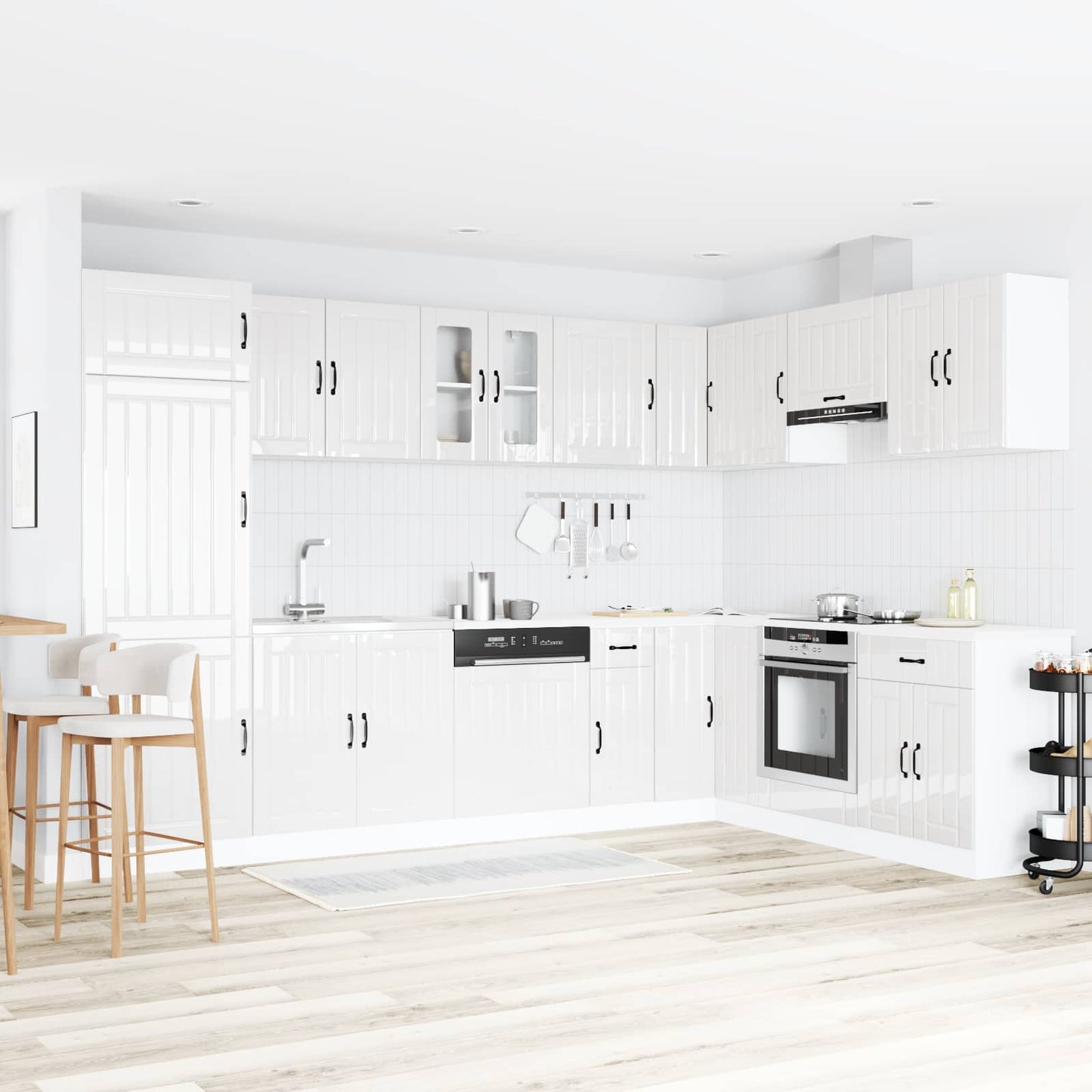 vidaXL Βάση νιπτήρα με αποθήκευση Lucca 2 pcs Υψηλής γυαλάδας λευκό