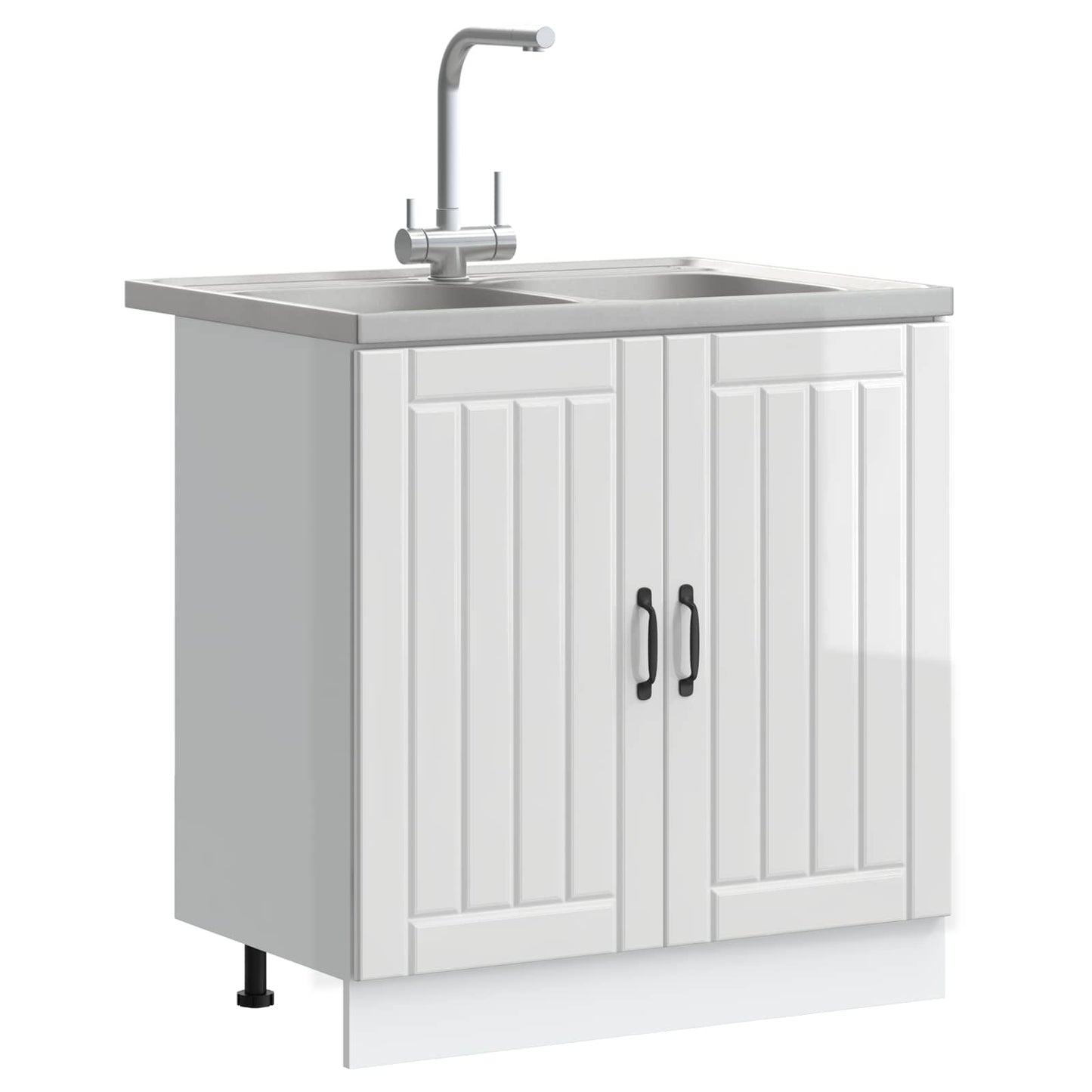 vidaXL Βάση νιπτήρα με αποθήκευση Lucca 2 pcs Υψηλής γυαλάδας λευκό