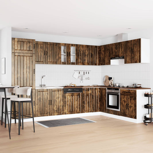 vidaXL Βάση νιπτήρα Lucca 2 pcs Καπνιστό Δρύς Επεξεργασμένο ξύλο