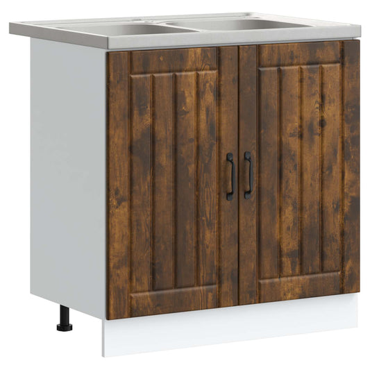 vidaXL Βάση νιπτήρα Lucca 2 pcs Καπνιστό Δρύς Επεξεργασμένο ξύλο