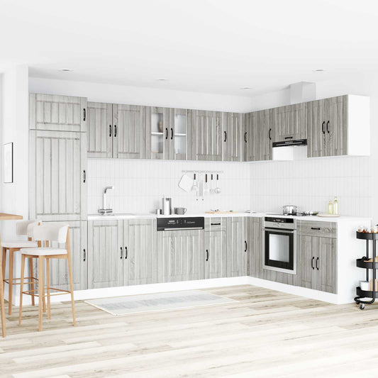 vidaXL Βάση νιπτήρα Lucca 2 pcs Γκρίζο Σονομα Επεξεργασμένο ξύλο