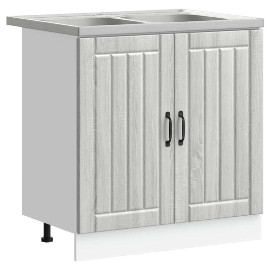 vidaXL Βάση νιπτήρα Lucca 2 pcs Γκρίζο Σονομα Επεξεργασμένο ξύλο