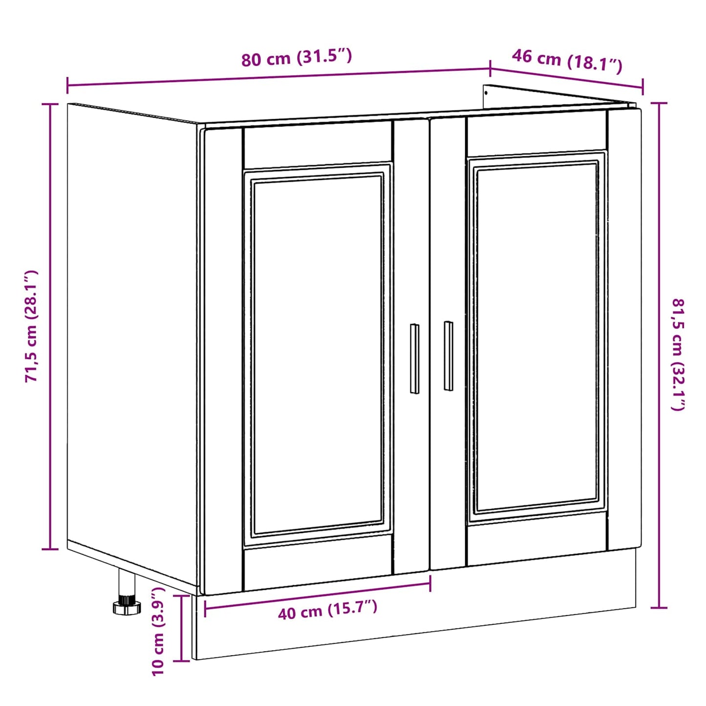 vidaXL Βάση νιπτήρα Porto 2 τεμ. Μαύρο 80 x 46 x 81,5 εκ