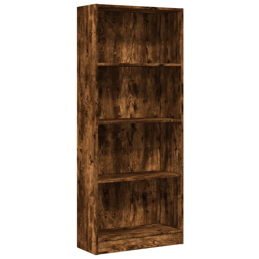 vidaXL Βιβλιοθήκη Καπνιστή Δρυς 60x24x143 εκ. από Επεξεργασμένο Ξύλο