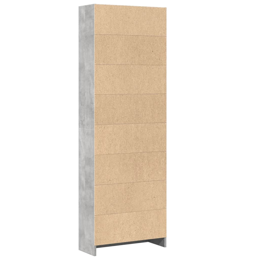 vidaXL Βιβλιοθήκη Γκρι Σκυροδέματος 60x24x176 εκ. Επεξεργ. Ξύλο