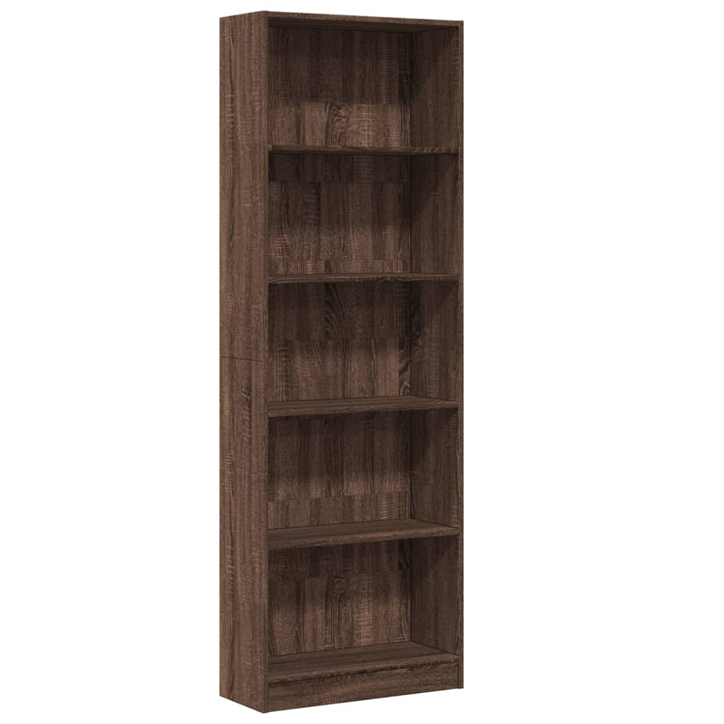 vidaXL Βιβλιοθήκη Καφέ Δρυς 60x24x176 εκ. από Επεξεργασμένο Ξύλο