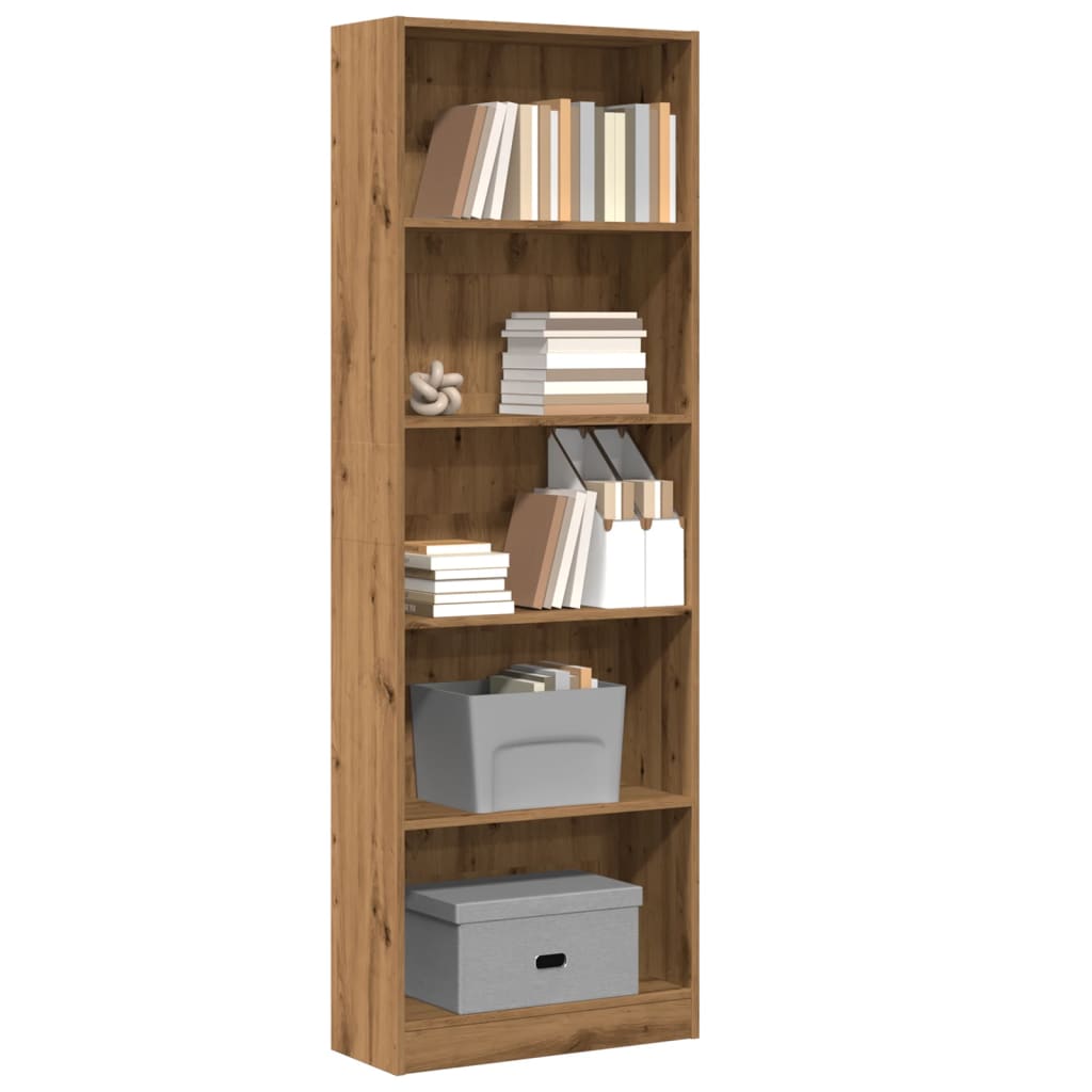 vidaXL Βιβλιοθήκη Αρτισιανή Δρυς 60x24x176 εκ. από Επεξεργασμένο Ξύλο