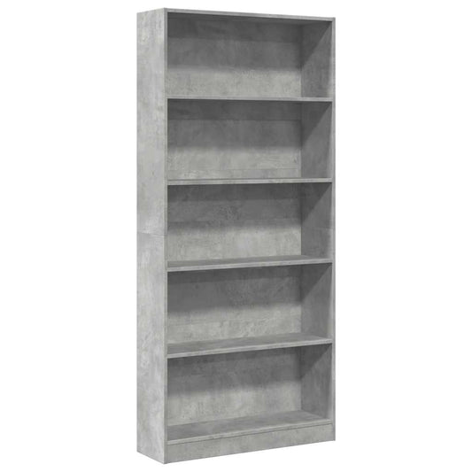 vidaXL Βιβλιοθήκη Γκρι Σκυροδέματος 80x24x176 εκ. Επεξεργ. Ξύλο