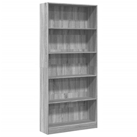 vidaXL Βιβλιοθήκη Γκρι Sonoma 80x24x176 εκ. από Επεξεργ. Ξύλο