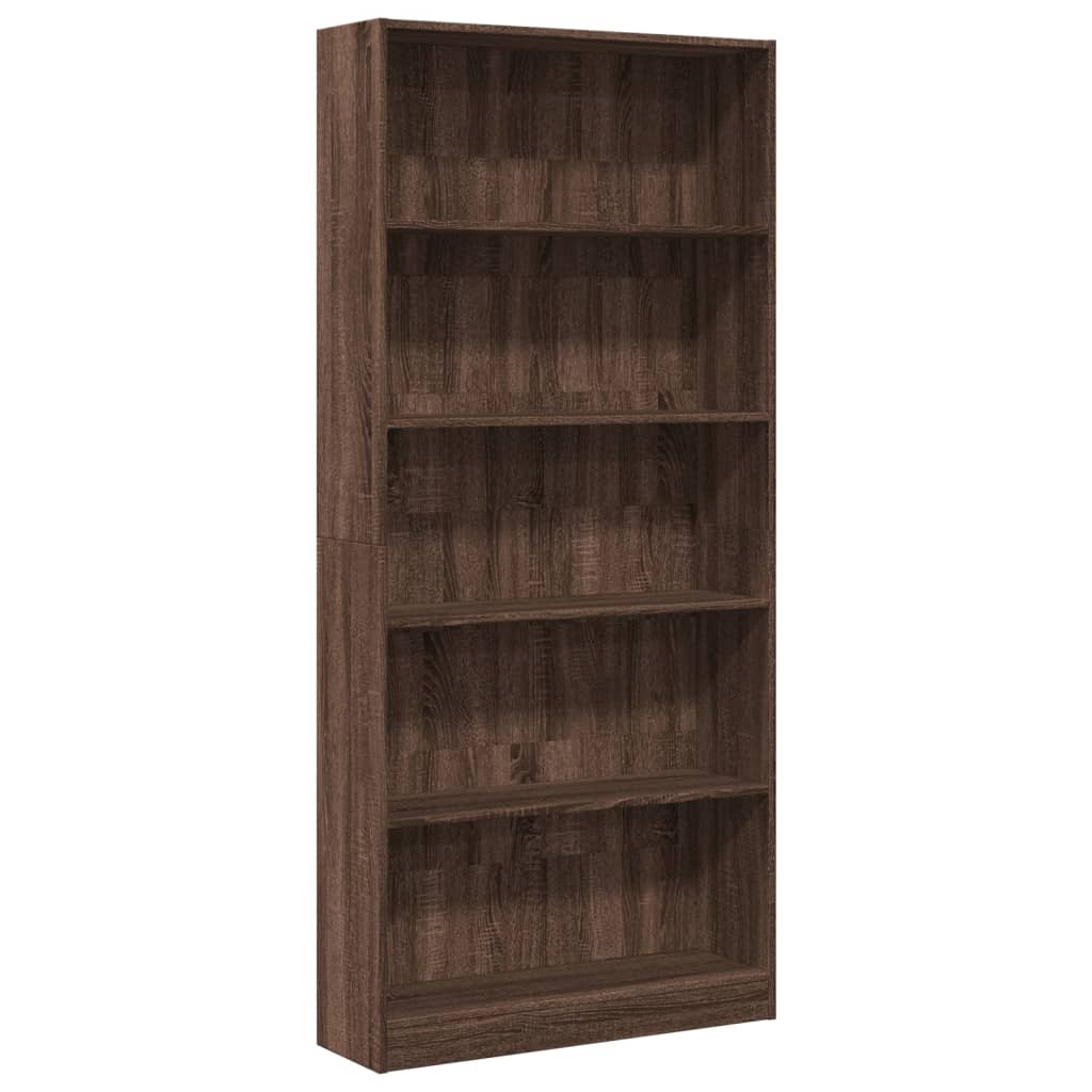 vidaXL Βιβλιοθήκη Καφέ Δρυς 80x24x176 εκ. από Επεξεργασμένο Ξύλο