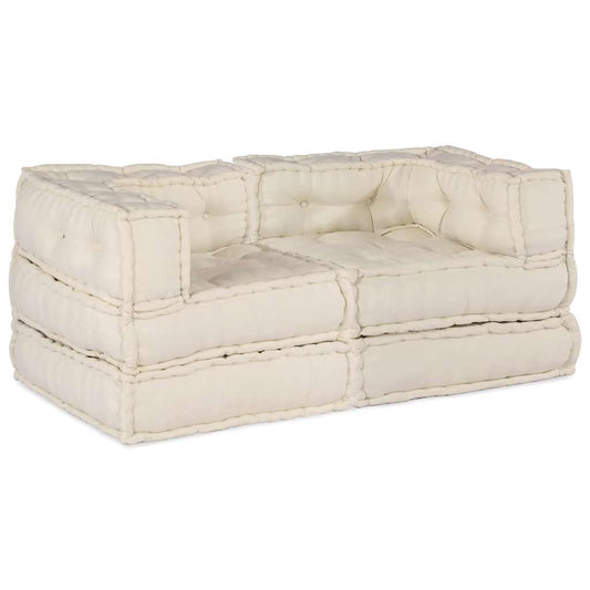 vidaXL Αρθρωτός Καναπές 2 pcs Κρεμ 70 x 70 x 56 εκ. ύφασμα