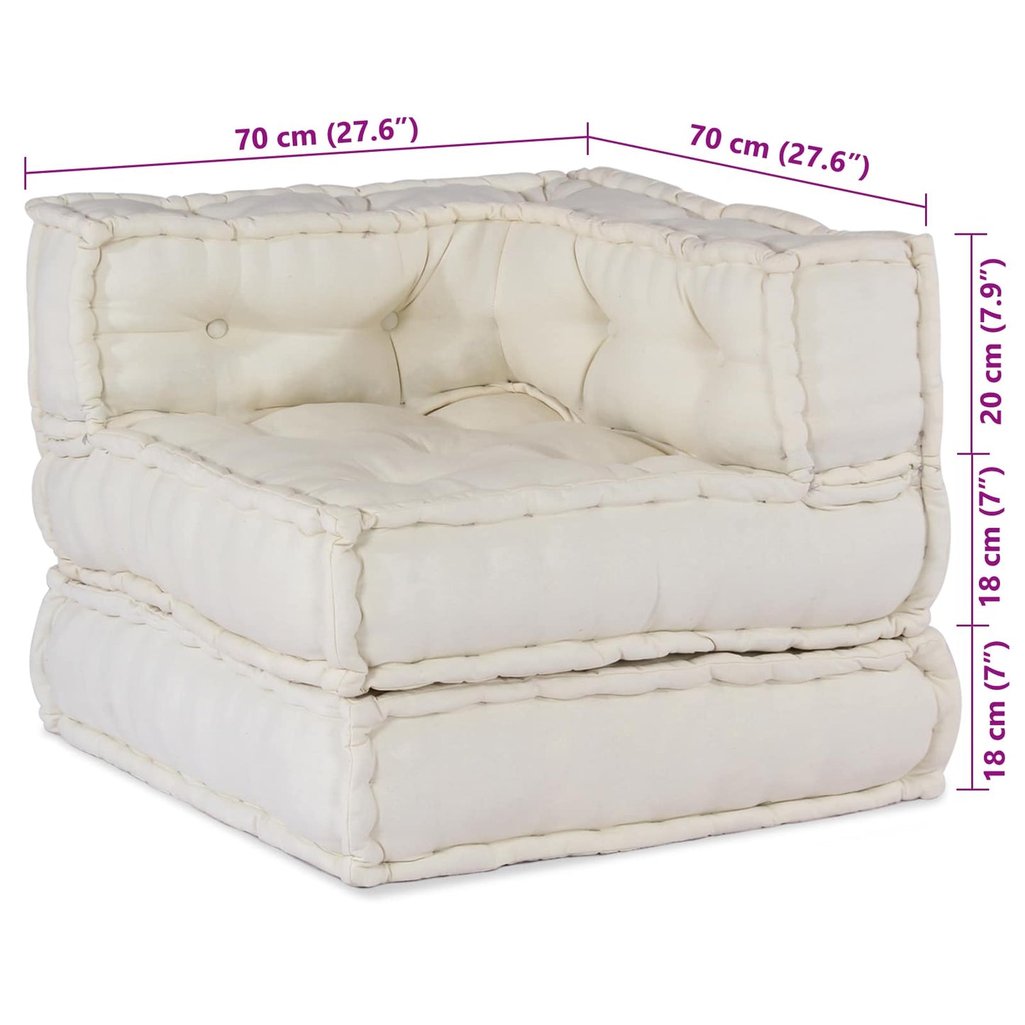 vidaXL Μονάδα Μοντέρνου Καναπέ 2 pcs Κρεμ 140 x 70 x 56 εκ. Ύφασμα