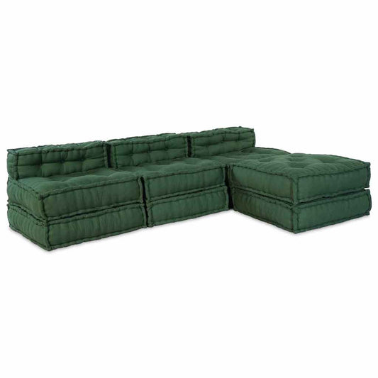 vidaXL Αρθρωτός Καναπές 4 pcs Πράσινο 70 x 70 x 56 εκ ύφασμα