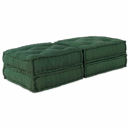 vidaXL Αρθρωτός Καναπές 2 pcs Πράσινο 70 x 70 x 36 εκ ύφασμα