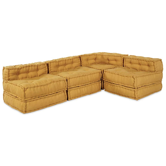 vidaXL Αρθρωτός Καναπές 4 pcs Κίτρινο 70 x 70 x 56 εκ ύφασμα