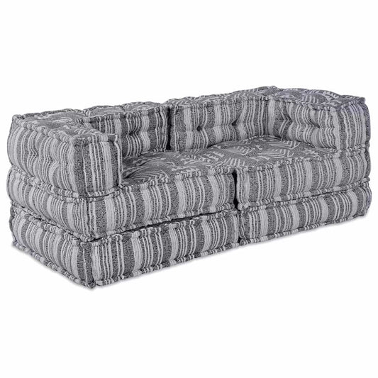 vidaXL Αρθρωτός Καναπές Ριγέ 2 pcs Γκρι 70 x 70 x 54 εκ ύφασμα