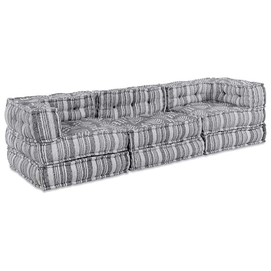 vidaXL Αρθρωτός Καναπές Ριγέ 3 pcs Ανοιχτό γκρι 70 x 70 x 56 εκ ύφασμα