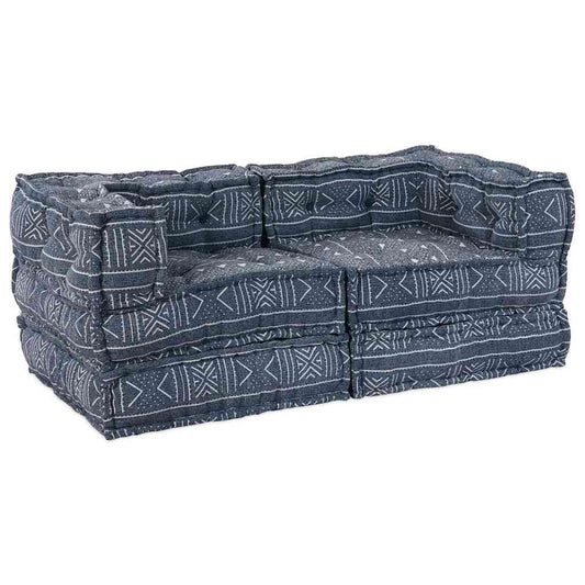 vidaXL Αρθρωτός Καναπές Γεωμετρικό 2 pcs Ινδικο 70 x 70 x 56 εκ ύφασμα