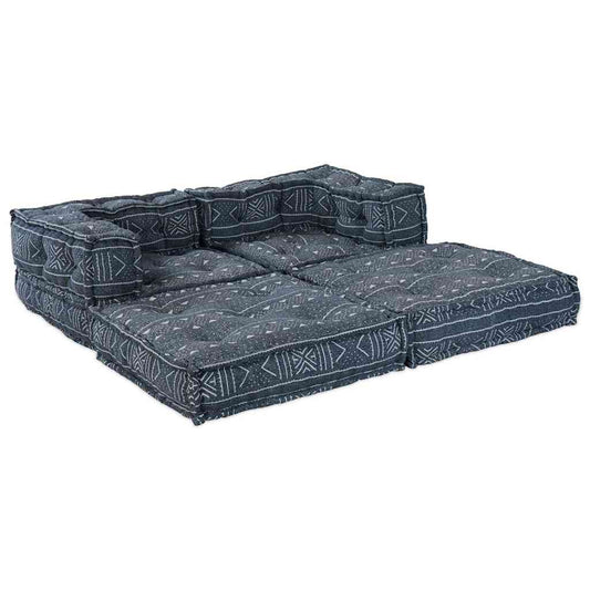 vidaXL Αρθρωτός Καναπές Γεωμετρικό 2 pcs Ινδικο 70 x 70 x 56 εκ ύφασμα
