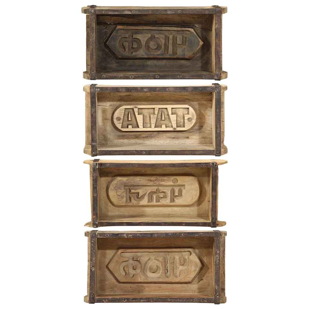 vidaXL Δίσκος με αποθήκευση 4 pcs Καφέ 30 x 15 x 9 εκ